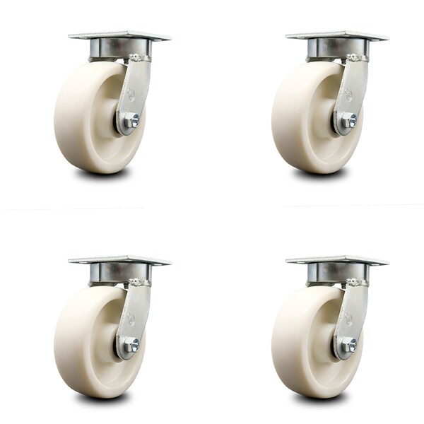 Service Caster 6 Inch Kingpinless Nylon Wheel Swivel Top Plate Caster, 4PK SCC-KP30S620-NYR-4 - main